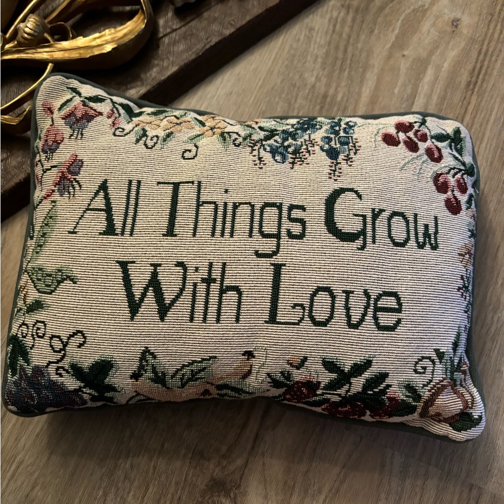 All Things Grow With Love Throw Accent Tapestry Vintage Pillow Grandmacore